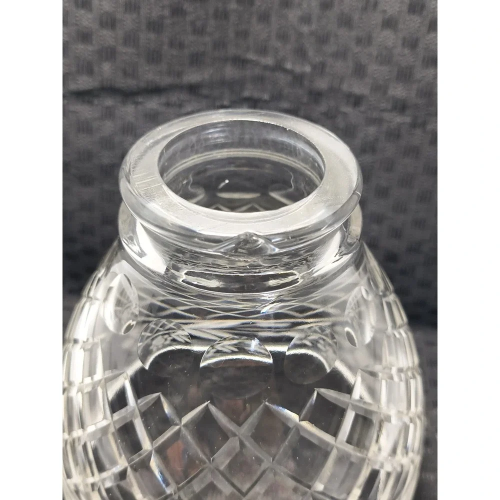 Vintage Lead Crystal Glass Replacement Lamp Shade Diamond Cut Etched Flower Leaf